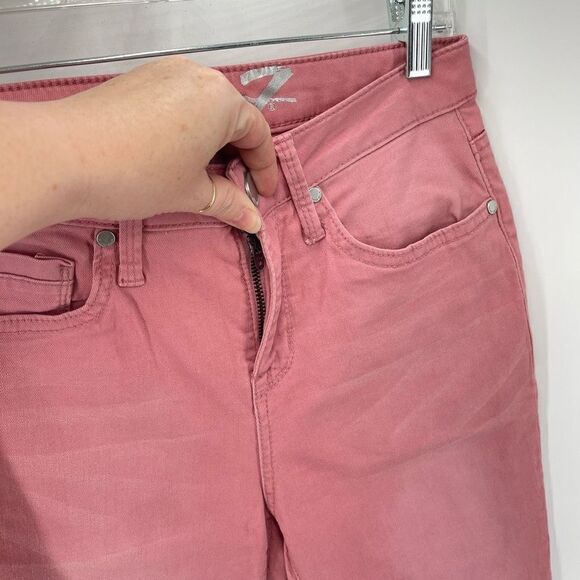 Seven 7 Womens Raw Hem Skinny Jeans Pocket Stretch Mid Rise Pink Size 4 - Picture 5 of 9